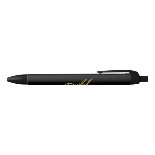 Moderne Elegant Monogram Gold Script Black Zwarte Inkt Pen (Bovenkant)