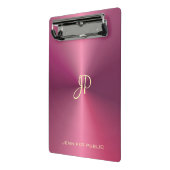 Moderne elegant monogram metallisch uiterlijk Roze Mini Klembord (Angled2)