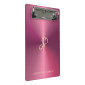 Moderne elegant monogram metallisch uiterlijk Roze Mini Klembord (Schuin)