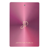 Moderne elegant monogram metallisch uiterlijk Roze Mini Klembord (Achterkant)