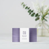 Moderne Elegant Monogram Paarse Consultant Visitekaartje (Staand voorkant)