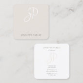 Moderne Elegant Monogram Sjabloon Professional Vierkante Visitekaartje (Voorkant / Achterkant)