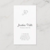 Moderne elegant monogram, stijlvol, wit visitekaartje (Voorkant)