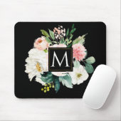 Moderne elegant Monogram waterverf floraal Muismat (Met muis)