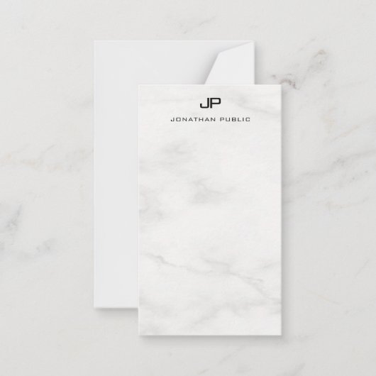 Moderne Elegant Monogram White Marble Sjabloon (Voorkant)