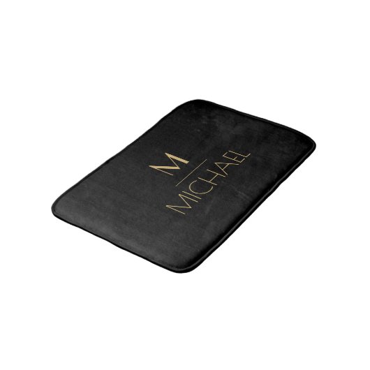 Moderne Elegant Monogram zwart & Gold Bath Mat (Gekanteld)