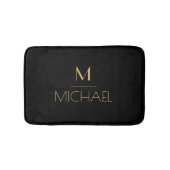 Moderne Elegant Monogram zwart & Gold Bath Mat (Voorkant)