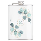 Moderne Elegant Monogrammed Eucalyptus Gold Heupfles (Voorkant)