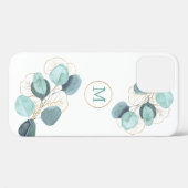 Moderne Elegant Monogrammed Eucalyptus Gold iPhone Case-Mate iPhone Case (Achterkant (horizontaal))