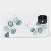 Moderne Elegant Monogrammed Eucalyptus Gold iPhone Case-Mate iPhone Case (Achterkant (horizontaal))