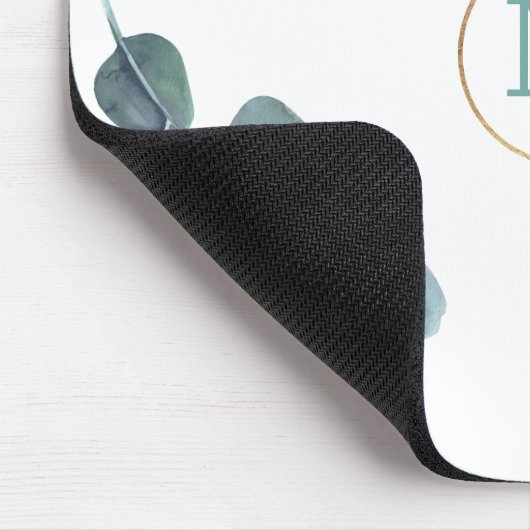 Moderne Elegant Monogrammed Eucalyptus Gold Muismat (Hoek)