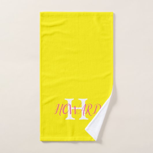 Moderne Elegant Neon Yellow Pink Weddenschap Bad Handdoek (Handdoek)