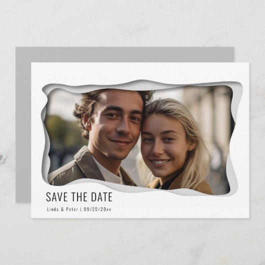 Moderne Elegant One Photo Minimalistische stijl Save The Date (Voorkant / Achterkant)