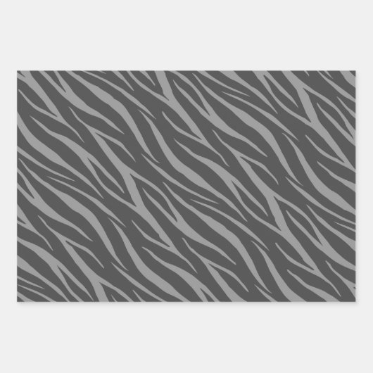 Moderne Elegant Ontwerp Zwart Grijze Zebra Inpakpapier Vel (Voorkant 2)