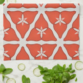 Moderne Elegant Oranje Pattern Monogram Aangepast Theedoek (Gevouwen)