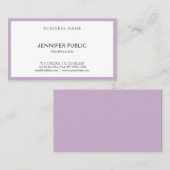 Moderne Elegant Paars White Minimalist Sjabloon Visitekaartje (Voorkant / Achterkant)
