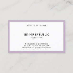 Moderne Elegant Paars White Minimalist Sjabloon Visitekaartje