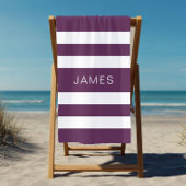Moderne Elegant Paars White Stripes Pattern Name Strandlaken