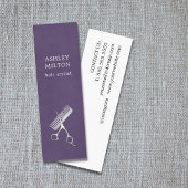 Moderne Elegant Paarse schaar Comb Hair Stylist Mini Visitekaartje