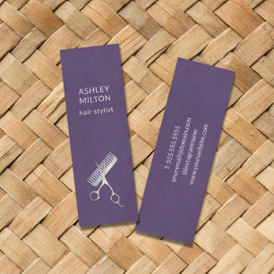 Moderne Elegant Paarse schaar Comb Hair Stylist Mini Visitekaartje