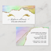 Moderne Elegant pastel Rainbow Gold Agate Lashes Visitekaartje (Voorkant / Achterkant)