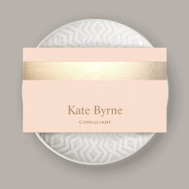 Moderne elegant peach Gold Stripe Visitekaartje