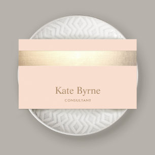 Moderne elegant peach Gold Stripe Visitekaartje