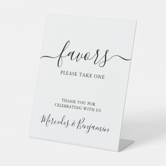 Moderne Elegant Personalized Weddenschappen Favors Reclamebord Met Voetstuk (Voorkant)