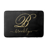 Moderne Elegant Persoonlijke Gold Name Monogramed Badmat (Voorkant)