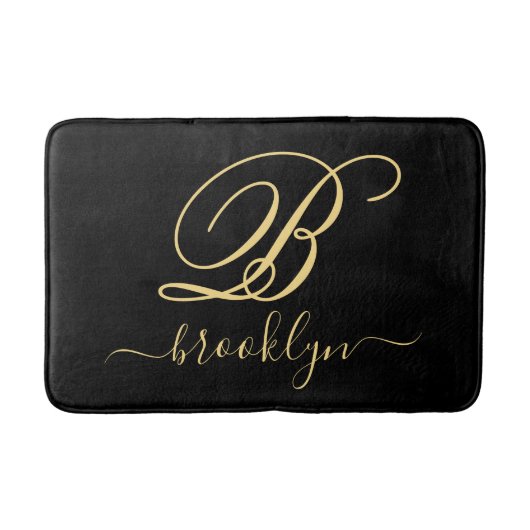 Moderne Elegant Persoonlijke Gold Name Monogramed Badmat (Voorkant)