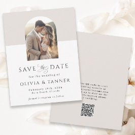 Moderne Elegant Photo Arch QR-code Bewaar de datum Save The Date