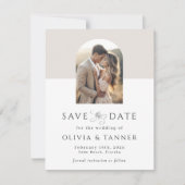 Moderne Elegant Photo Arch QR-code Bewaar de datum Save The Date (Voorkant)