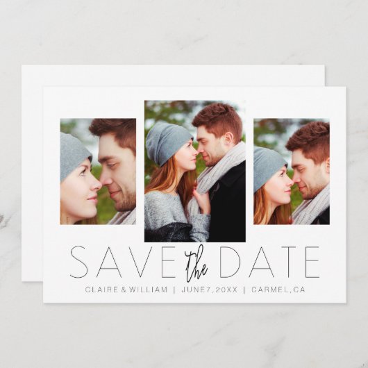 Moderne Elegant Photo Collage Save the Date Card (Voorkant / Achterkant)