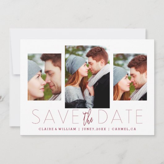 Moderne Elegant Photo Collage Save the Date Card (Voorkant)