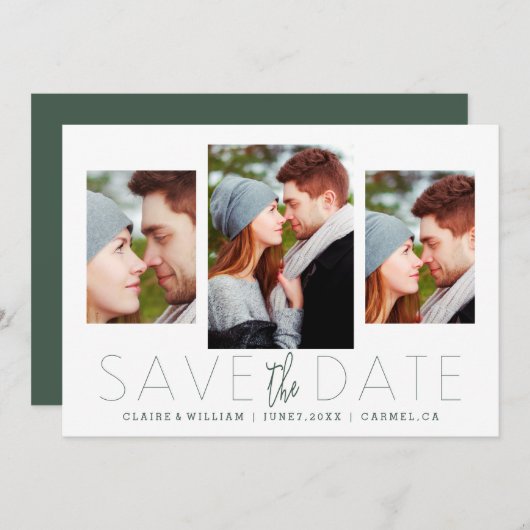 Moderne Elegant Photo Collage Save the Date Card (Voorkant / Achterkant)