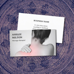 Moderne Elegant Photo Massage Therapist Visitekaartje