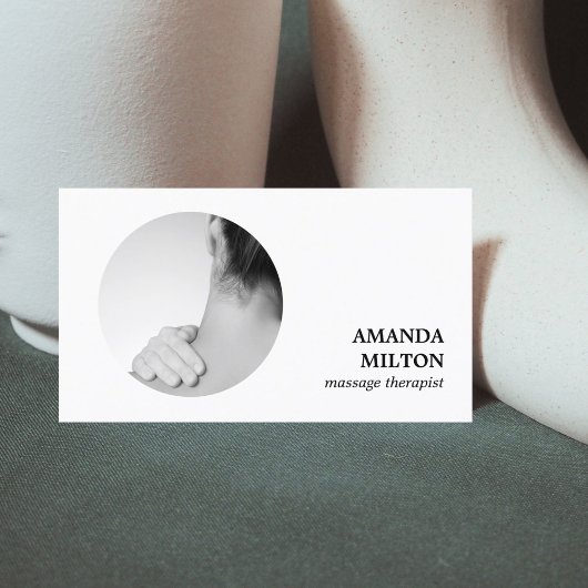 Moderne Elegant Photo Massage Therapist Visitekaartje