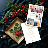 Moderne Elegant Poinsettias Collage 5 Foto's Famil Feestdagenkaart