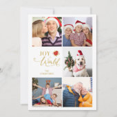 Moderne Elegant Poinsettias Collage 5 Foto's Famil Feestdagenkaart (Voorkant)