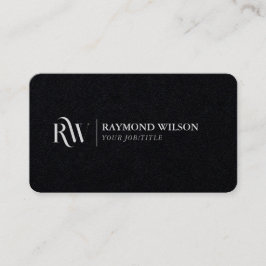 Moderne Elegant Premium Black en White Monogramed Visitekaartje