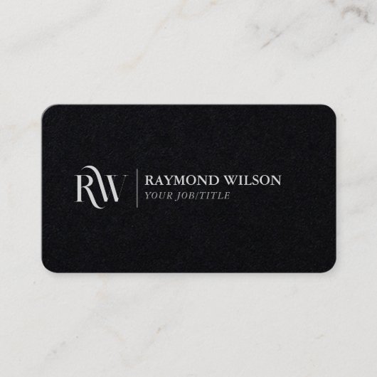 Moderne Elegant Premium Black en White Monogramed Visitekaartje (Voorkant)