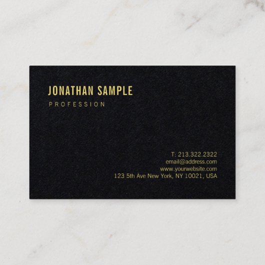 Moderne elegant Premium zwart, luxueus Visitekaartje (Achterkant)