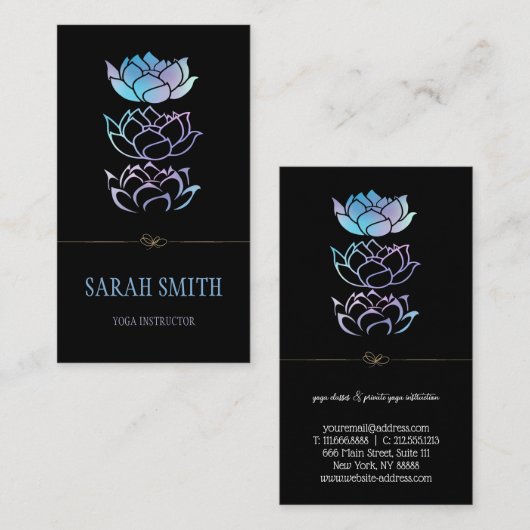 Moderne Elegant Professional golden, lotus flower Visitekaartje (Voorkant / Achterkant)