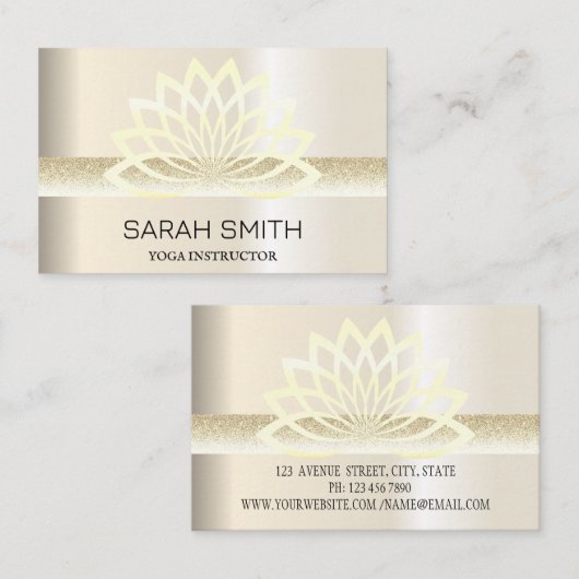 Moderne Elegant Professional golden, lotus flower Visitekaartje (Voorkant / Achterkant)