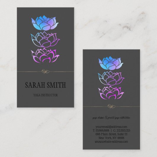 Moderne Elegant Professional golden, lotus flower Visitekaartje (Voorkant / Achterkant)