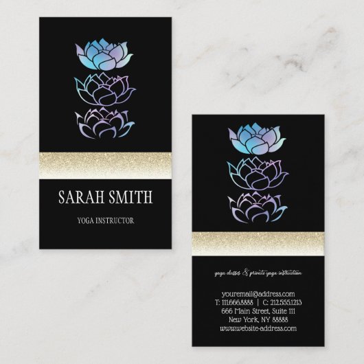 Moderne Elegant Professional golden, lotus flower Visitekaartje (Voorkant / Achterkant)