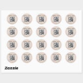 Moderne Elegant QR-code beige Ronde Sticker (Vel)