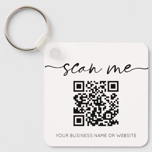 Moderne Elegant QR Code Business White Sleutelhang Sleutelhanger (Voorkant)