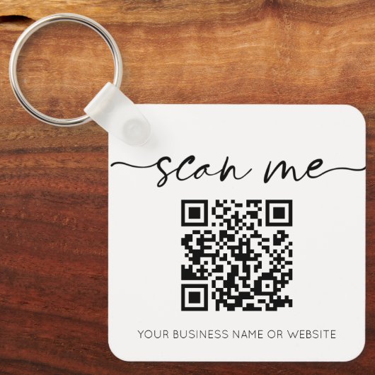 Moderne Elegant QR Code Business White Sleutelhang Sleutelhanger (Voorkant)