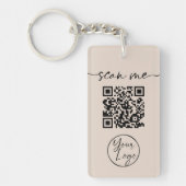 Moderne Elegant QR Code Tan Sleutelhanger (Voorkant)